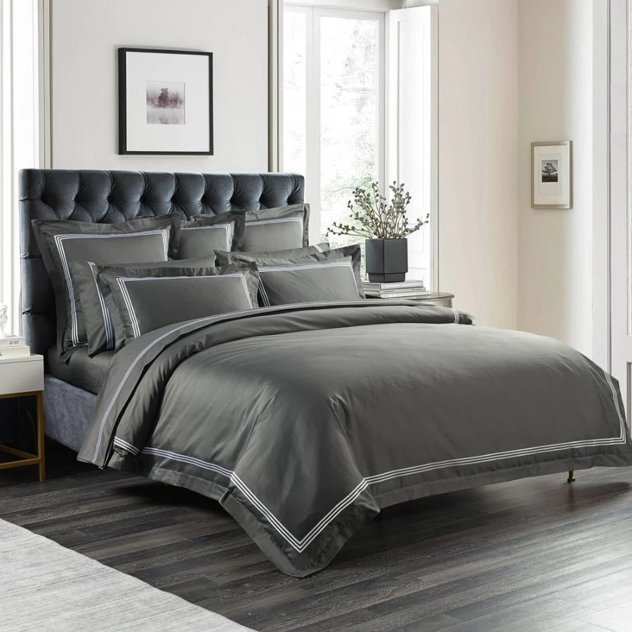 Ritz 1000TC Embroidered Charcoal Quilt Cover Set 3 Ritz 1000TC Embroidered Charcoal Quilt Cover Set
