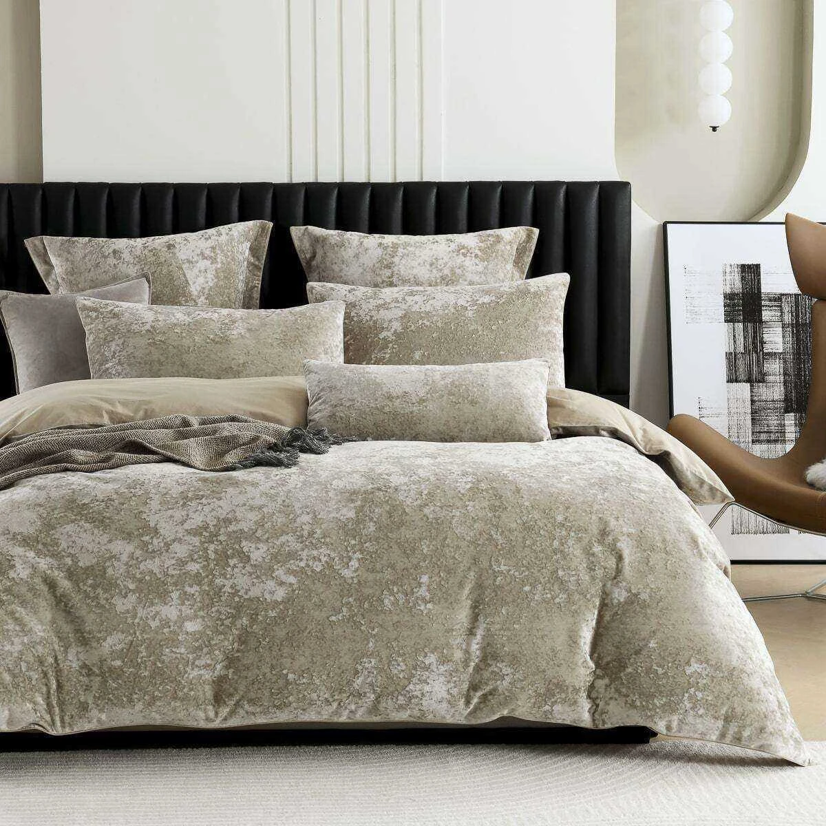 Cody Natural Velvet Quilt Cover Set 3 Cody Natural Velvet Quilt Cover Set