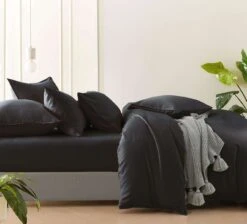 Bamboo Linen Quilt Cover Set Charcoal -MANCHESTER COLLECTION Sales 32474 2