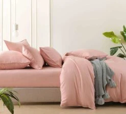 Bamboo Linen Quilt Cover Set Pink -MANCHESTER COLLECTION Sales 32476 2