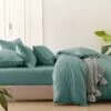 Bamboo Linen Fitted Sheet Duck Egg -MANCHESTER COLLECTION Sales 32504
