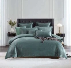 Emma Quilt Cover Set Forest Green -MANCHESTER COLLECTION Sales 32595 1