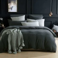 Jersey Quilt Cover Set Charcoal -MANCHESTER COLLECTION Sales JERSEY QCS CHARCOAL 5