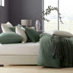 Jersey Quilt Cover Set Olive Green -MANCHESTER COLLECTION Sales JERSEY QCS OLIVEGREEN 5