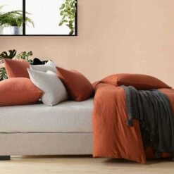 Jersey Quilt Cover Set Rust -MANCHESTER COLLECTION Sales JERSEY QCS RUST 5